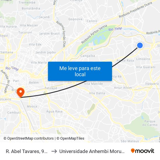 R. Abel Tavares, 997 to Universidade Anhembi Morumbi map