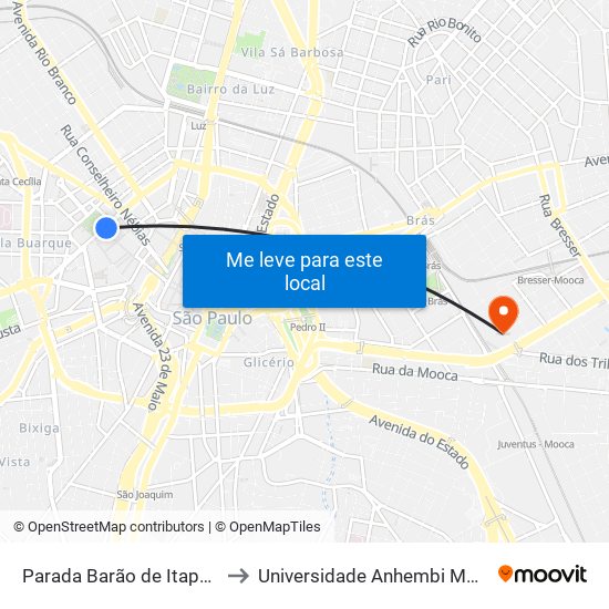 Barão de Itapetinga to Universidade Anhembi Morumbi map