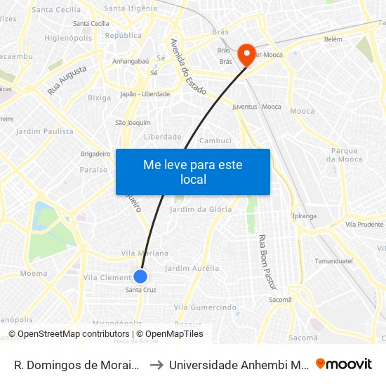 R. Domingos de Morais, 2444 to Universidade Anhembi Morumbi map