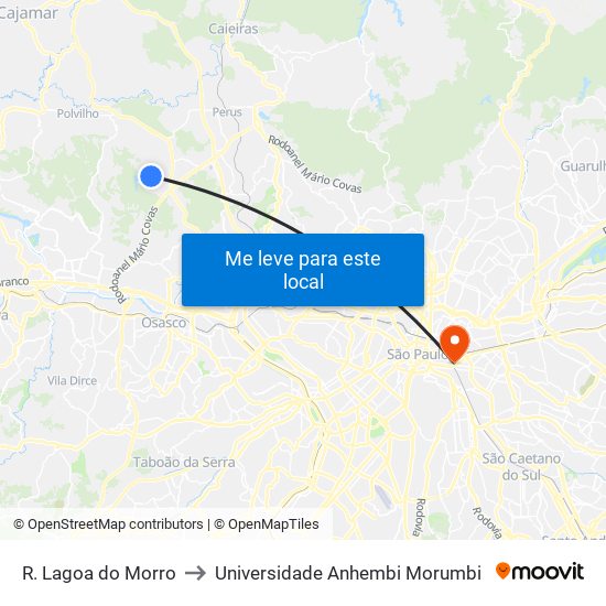 R. Lagoa do Morro to Universidade Anhembi Morumbi map