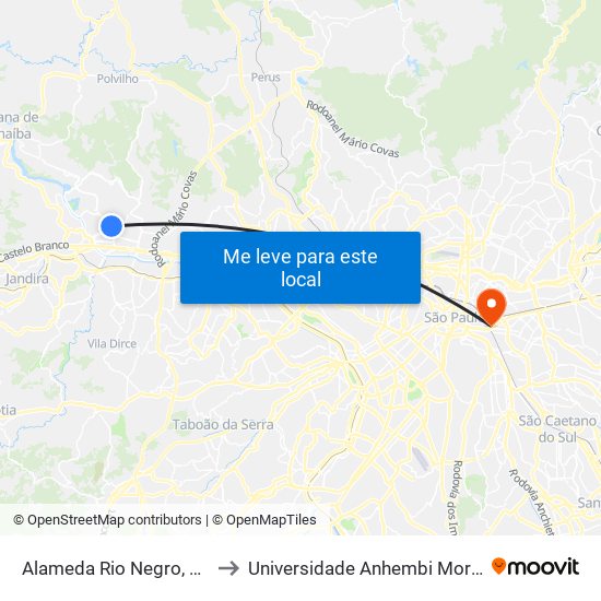 Alameda Rio Negro, 1441 to Universidade Anhembi Morumbi map