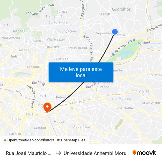 Rua José Maurício 415 to Universidade Anhembi Morumbi map