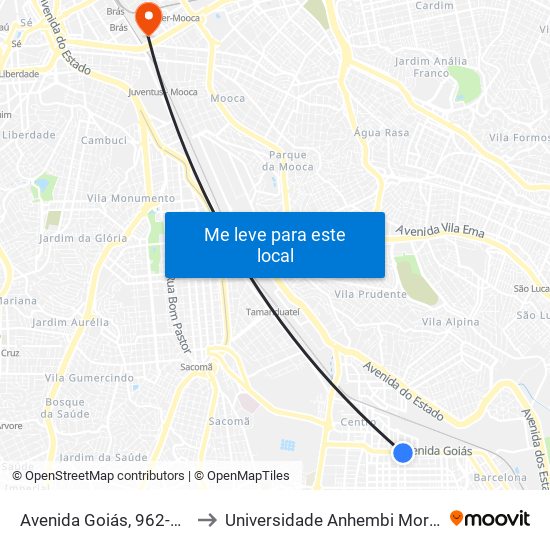 Avenida Goiás, 962-1000 to Universidade Anhembi Morumbi map