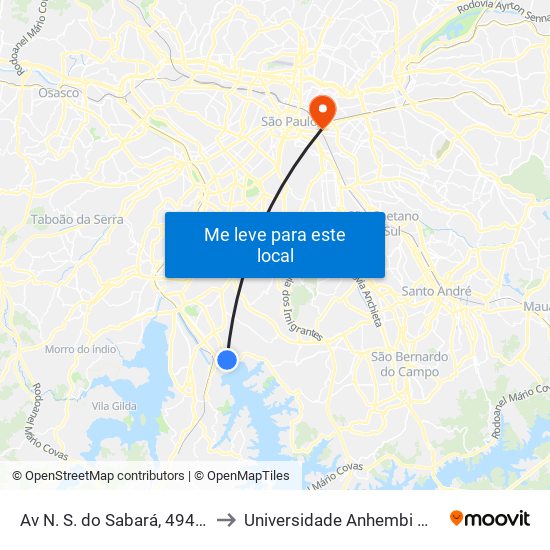 Av N. S. do Sabará, 4942-5030 to Universidade Anhembi Morumbi map