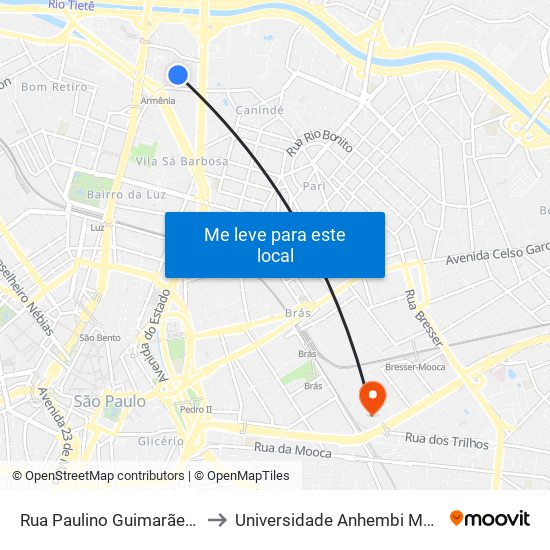 Rua Paulino Guimarães, 121 to Universidade Anhembi Morumbi map