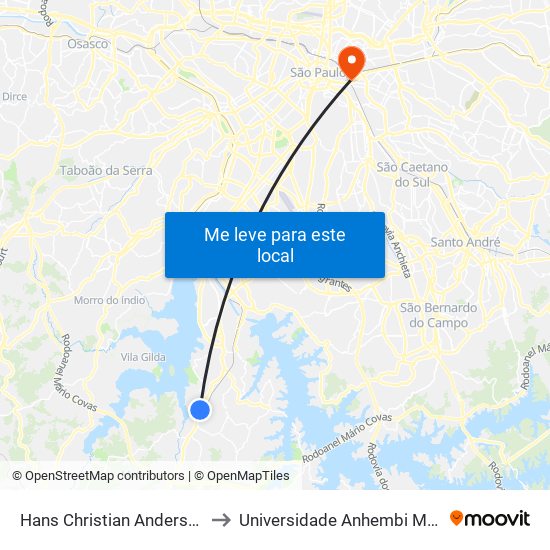Hans Christian Andersen B/C to Universidade Anhembi Morumbi map