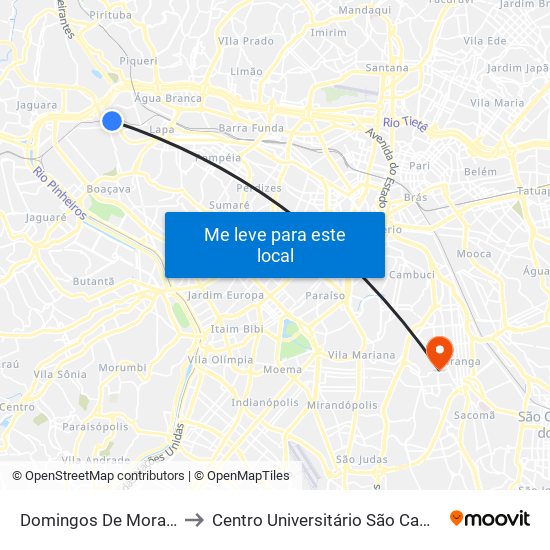 Domingos De Moraes to Centro Universitário São Camilo map