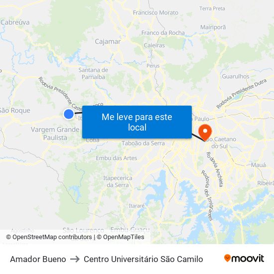 Amador Bueno to Centro Universitário São Camilo map