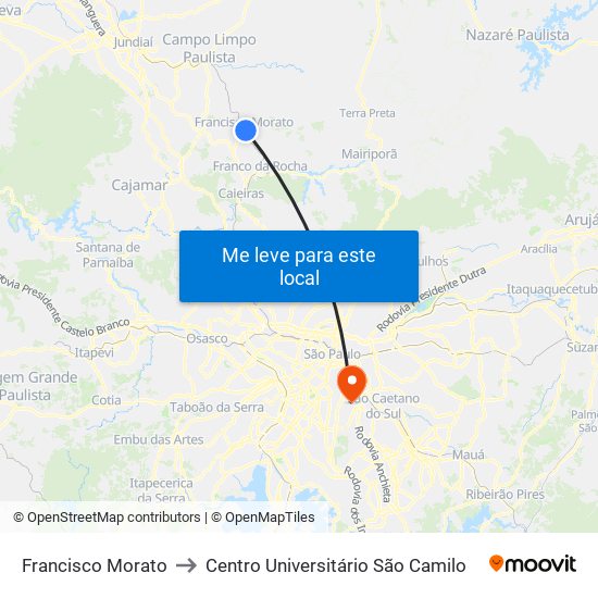 Francisco Morato to Centro Universitário São Camilo map