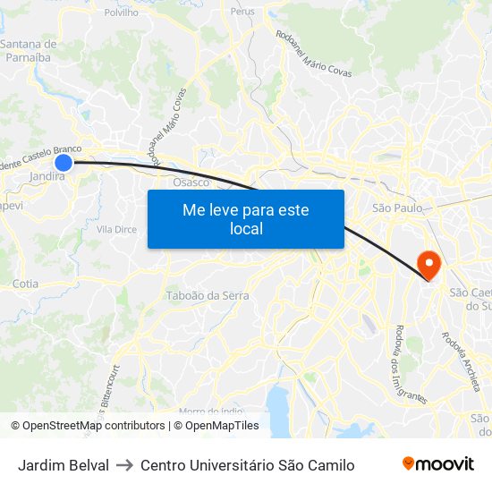 Jardim Belval to Centro Universitário São Camilo map