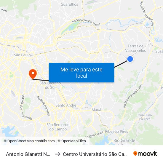 Antonio Gianetti Neto to Centro Universitário São Camilo map