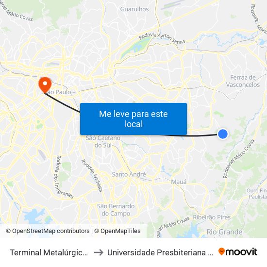 Terminal Metalúrgicos, 2463 to Universidade Presbiteriana Mackenzie map