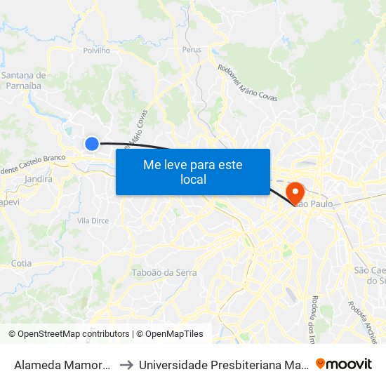 Alameda Mamoré 747 to Universidade Presbiteriana Mackenzie map