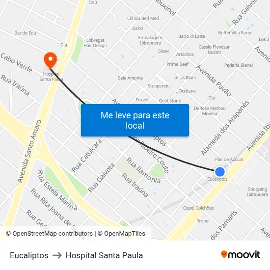 Eucaliptos to Hospital Santa Paula map