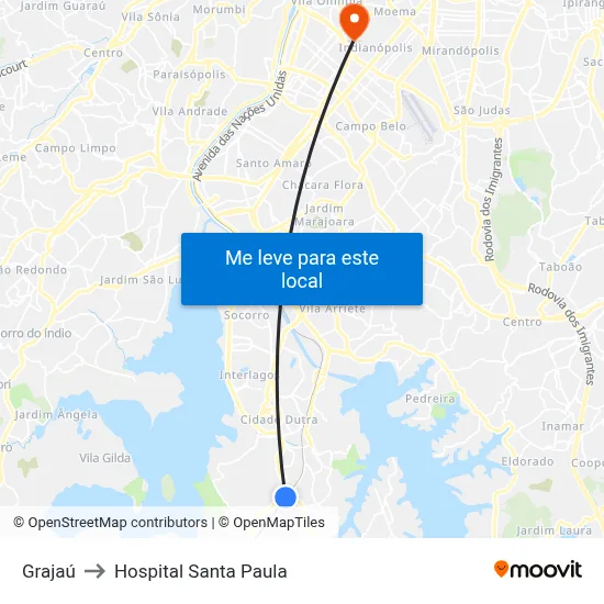 Grajaú to Hospital Santa Paula map