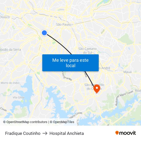 Fradique Coutinho to Hospital Anchieta map