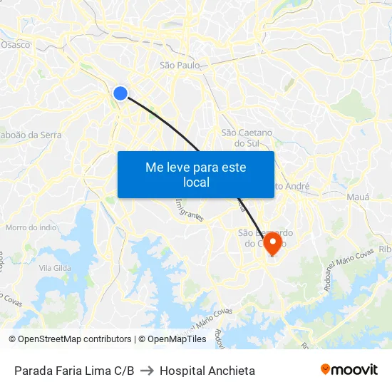 Parada Faria Lima C/B to Hospital Anchieta map