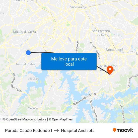Parada Capão Redondo I to Hospital Anchieta map