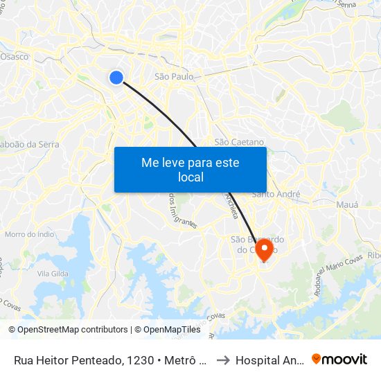 Rua Heitor Penteado, 1230 • Metrô Vila Madalena to Hospital Anchieta map
