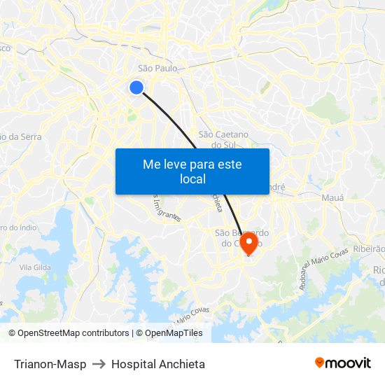 Trianon-Masp to Hospital Anchieta map