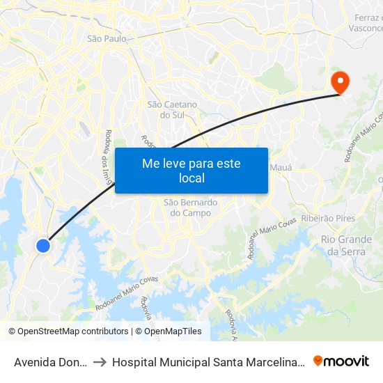 Avenida Dona Belmira Marin to Hospital Municipal Santa Marcelina Cidade Tiradentes - Carmem Prudente map