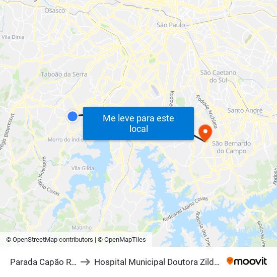 Parada Capão Redondo I to Hospital Municipal Doutora Zilda Arns Neumann map