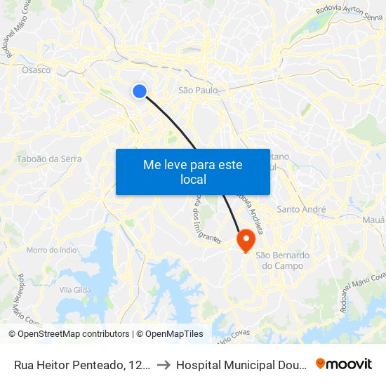 Rua Heitor Penteado, 1230 • Metrô Vila Madalena to Hospital Municipal Doutora Zilda Arns Neumann map