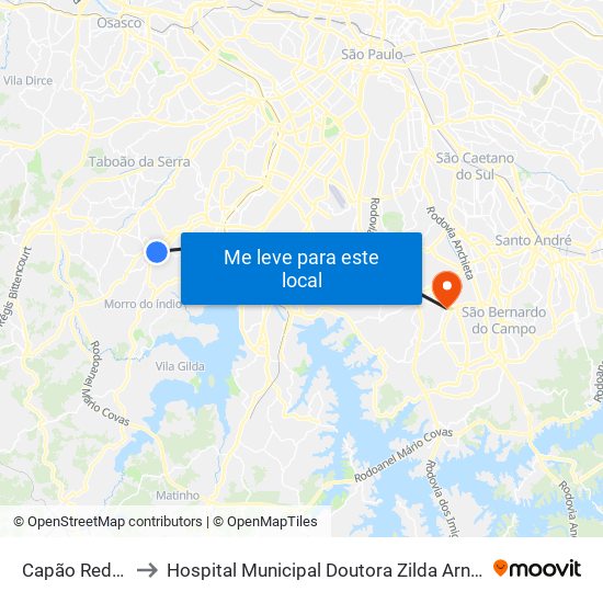 Capão Redondo to Hospital Municipal Doutora Zilda Arns Neumann map