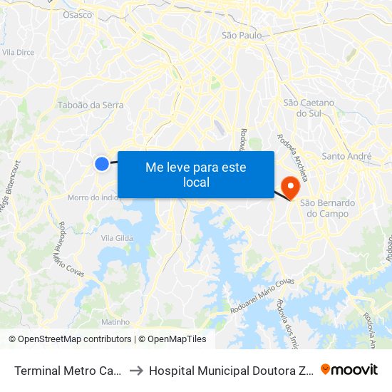 Terminal Metro Capão Redondo to Hospital Municipal Doutora Zilda Arns Neumann map