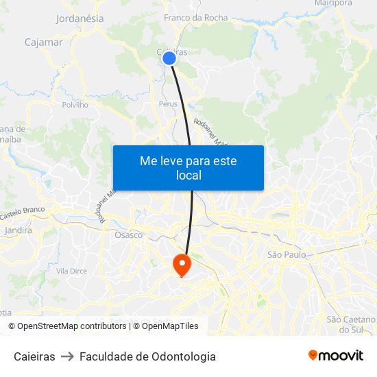 Caieiras to Faculdade de Odontologia map