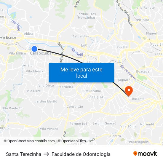 Santa Terezinha to Faculdade de Odontologia map