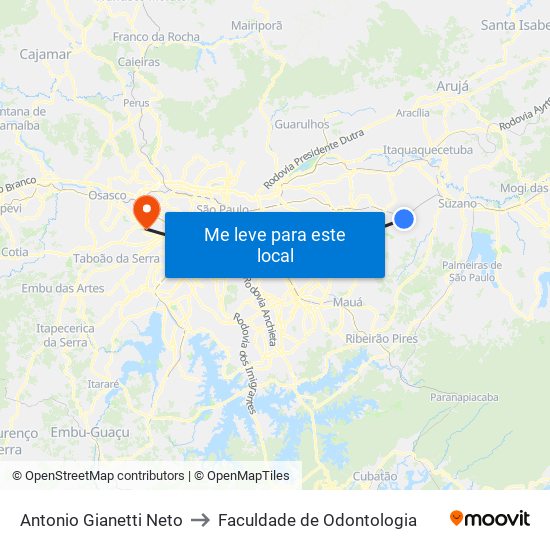 Antonio Gianetti Neto to Faculdade de Odontologia map