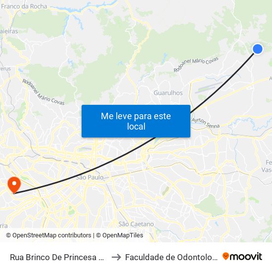 Rua Brinco De Princesa 919 to Faculdade de Odontologia map