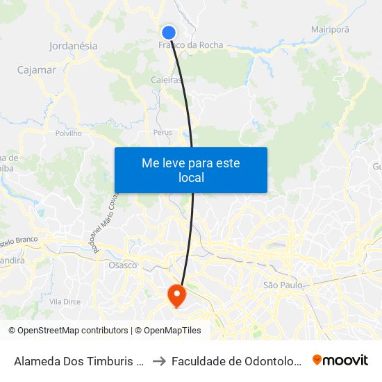 Alameda Dos Timburis 21 to Faculdade de Odontologia map