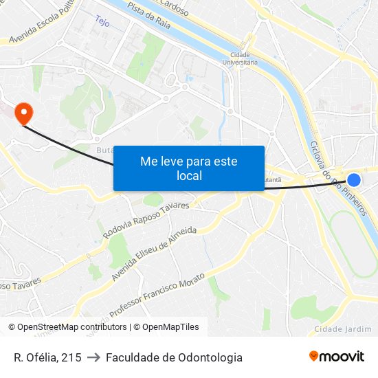 R. Ofélia, 215 to Faculdade de Odontologia map