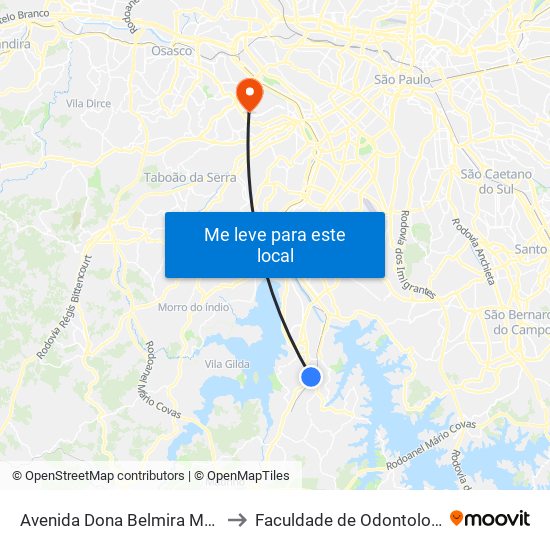 Avenida Dona Belmira Marin to Faculdade de Odontologia map
