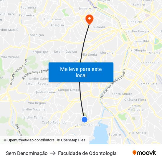 Sem Denominação to Faculdade de Odontologia map