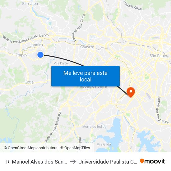 R. Manoel Alves dos Santos, 193 - Vila São Nicolau, Barueri to Universidade Paulista Chácara Santo Antônio Campus III map