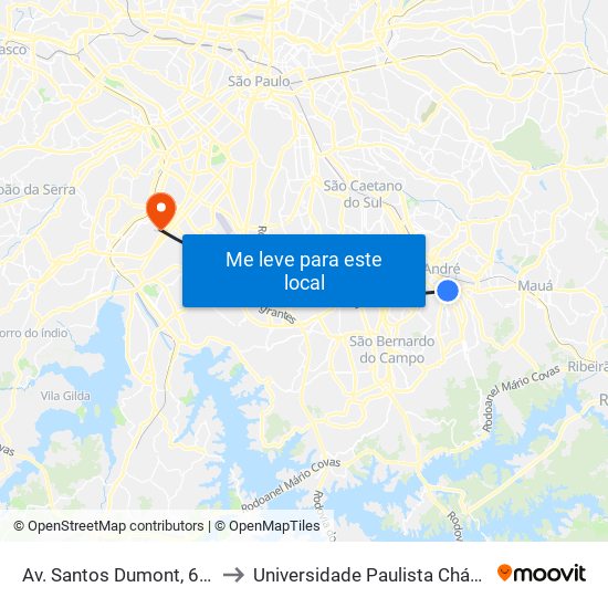 Av. Santos Dumont, 672 - Silveira, Santo André to Universidade Paulista Chácara Santo Antônio Campus III map