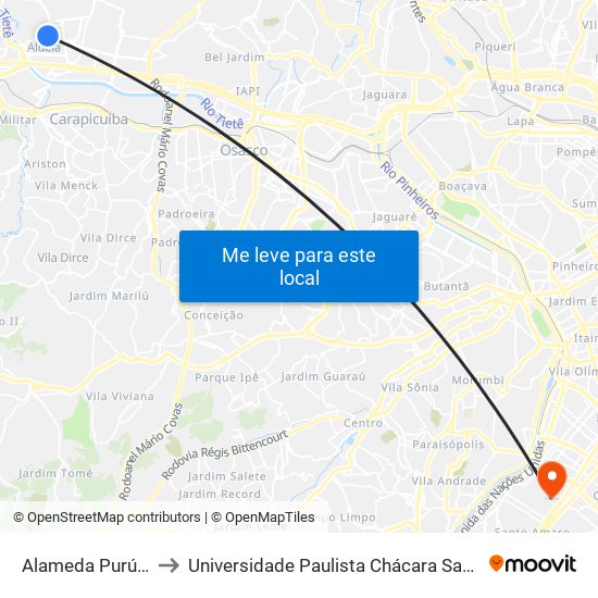 Alameda Purús, 243-247 to Universidade Paulista Chácara Santo Antônio Campus III map