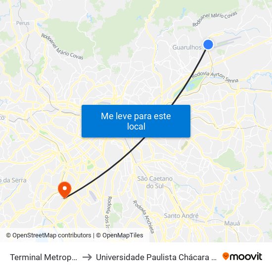 Terminal Metropolitano Taboão to Universidade Paulista Chácara Santo Antônio Campus III map