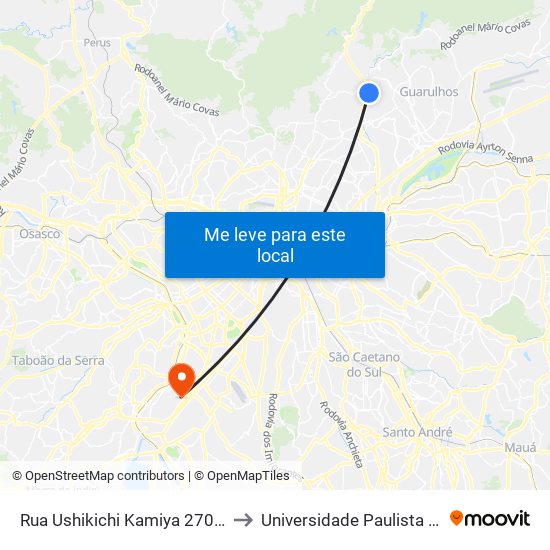 Rua Ushikichi Kamiya 270b, São Paulo - São Paulo, 02282, Brasil to Universidade Paulista Chácara Santo Antônio Campus III map