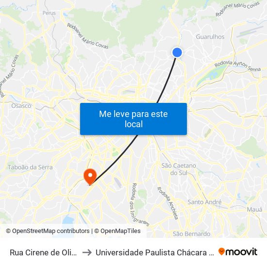 Rua Cirene de Oliveira Laet, 1101 to Universidade Paulista Chácara Santo Antônio Campus III map