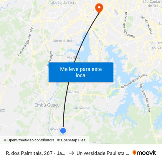 R. dos Palmitais, 267 - Jardim da Represa do Cipo, Embu-Guaçu to Universidade Paulista Chácara Santo Antônio Campus III map