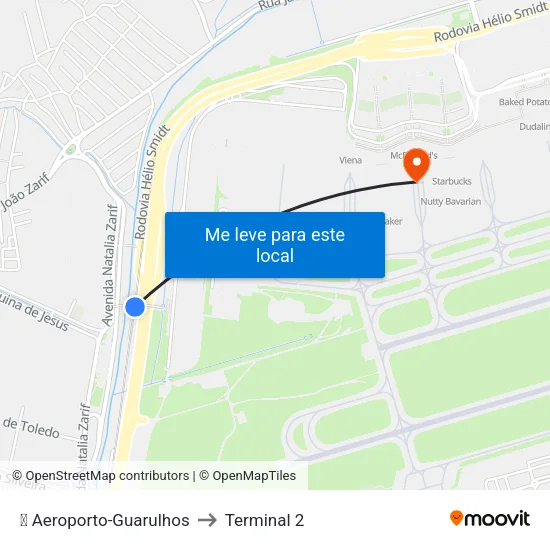 ✈️ Aeroporto-Guarulhos to Terminal 2 map