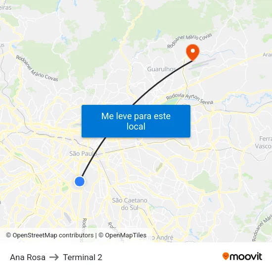 Ana Rosa to Terminal 2 map