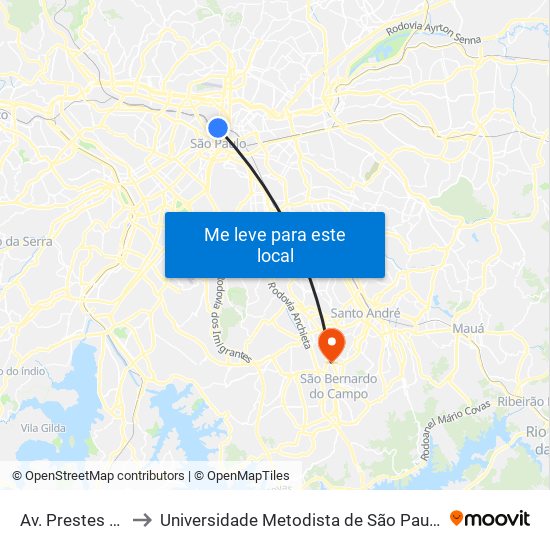 Av. Prestes Maia, 940 to Universidade Metodista de São Paulo (Campus Vergueiro) map