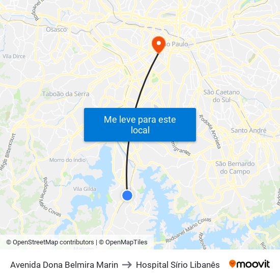 Avenida Dona Belmira Marin to Hospital Sírio Libanês map