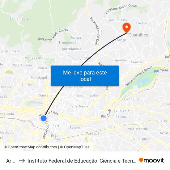 Armênia to Instituto Federal de Educação, Ciência e Tecnologia de São Paulo - Campus Guarulhos map