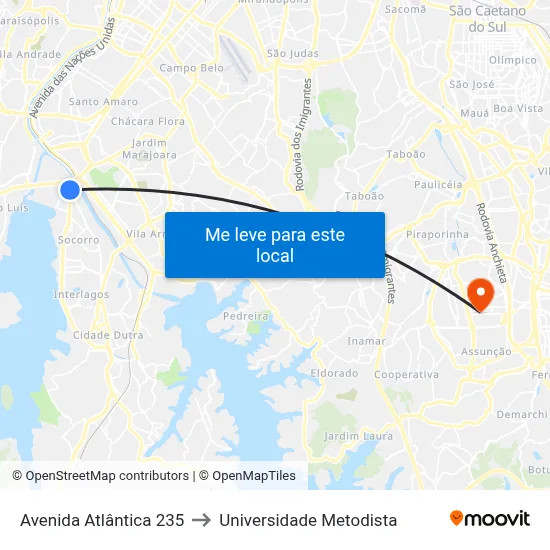 Avenida Atlântica 235 to Universidade Metodista map